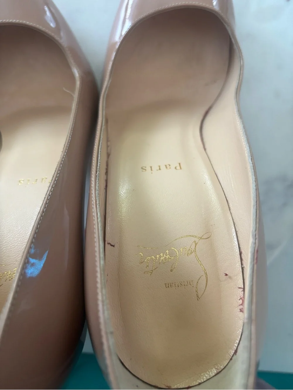 Christian Louboutin Patent Leather Nude Pumps